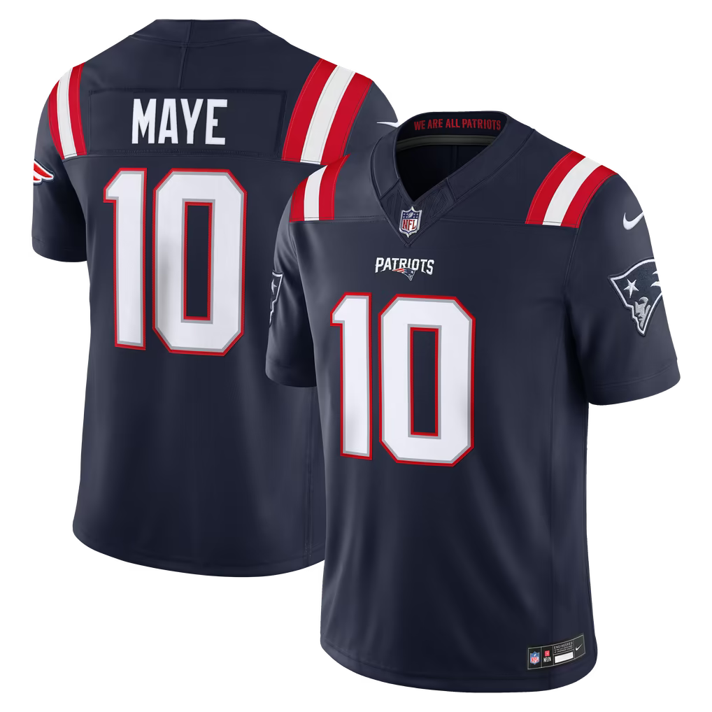 Men's New England Patriots Drake Maye #10 Premium Stitched Football Jersey